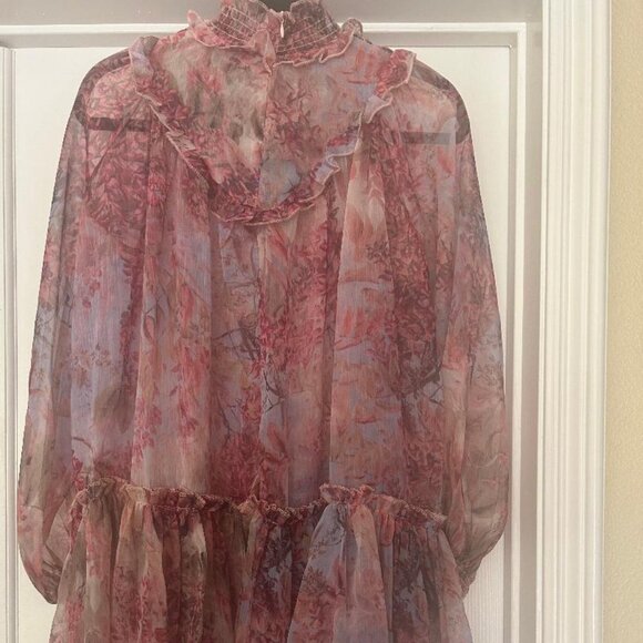 Beulah Style Floral Print Ruffle Tiered Long Sleeve Dress Size Large NWT - Picture 4 of 15